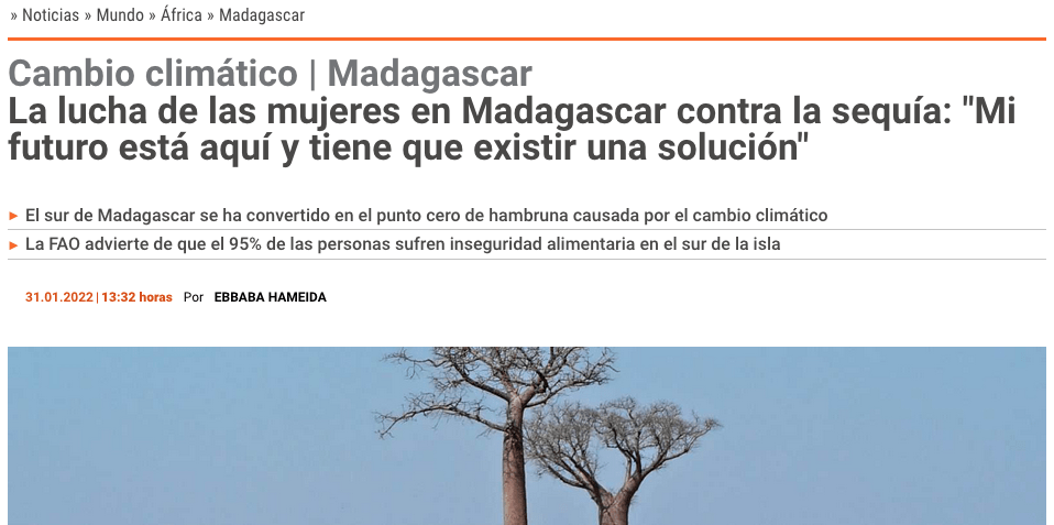 Publicado en RTVE.es || La lucha de las mujeres en Madagascar contra la sequía: «Mi futuro está aquí y tiene que existir una solución»